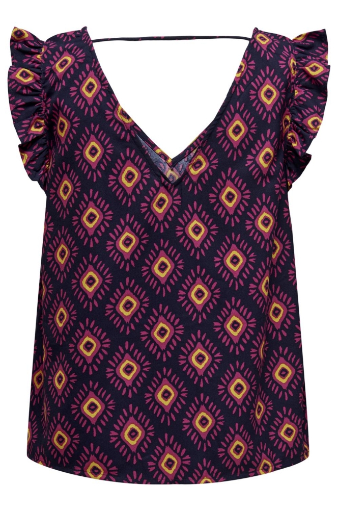 ONLLEAH S/S FRILL TOP CS PTM 15328393 FUCHSIA FEDORA/DIAMONDS